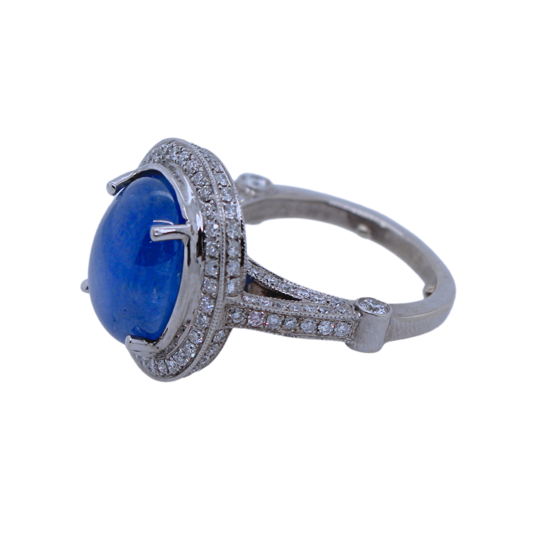 14K White Gold Star Sapphire Ring