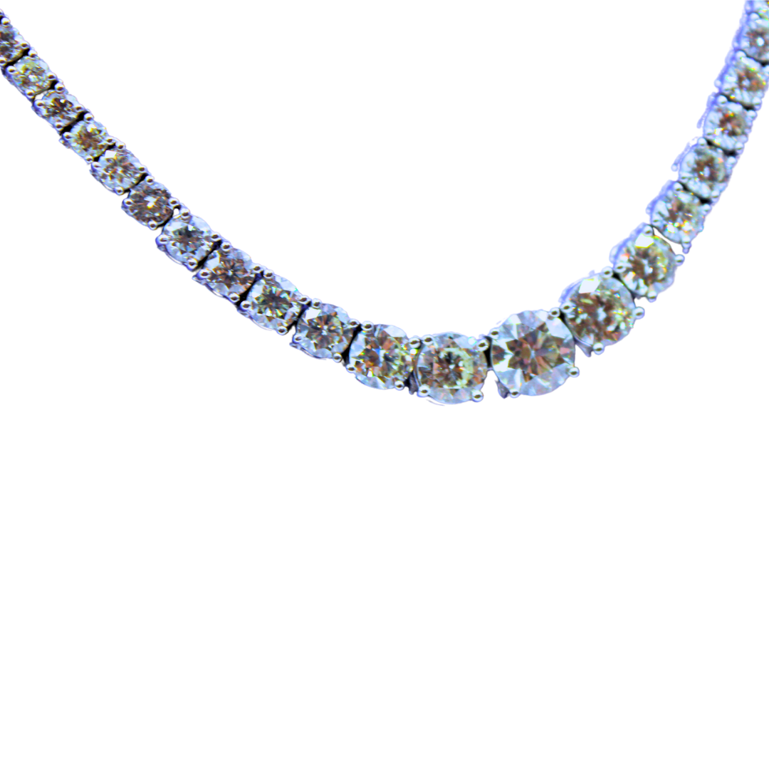 18K White Gold Tennis Diamond Necklace