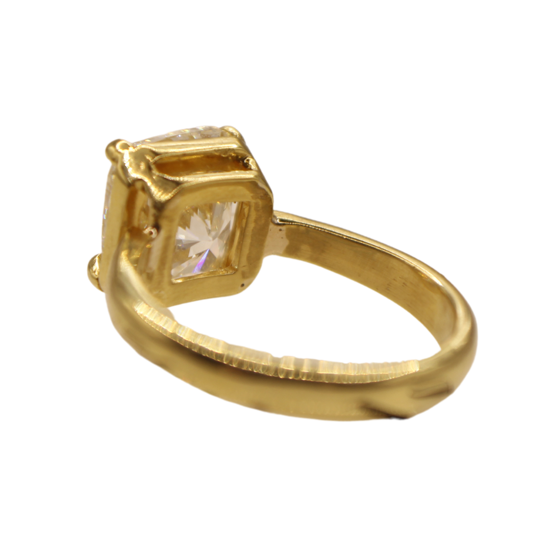 Cushion Cut 4.01cts with GIA 14k Yellow Gold Ring