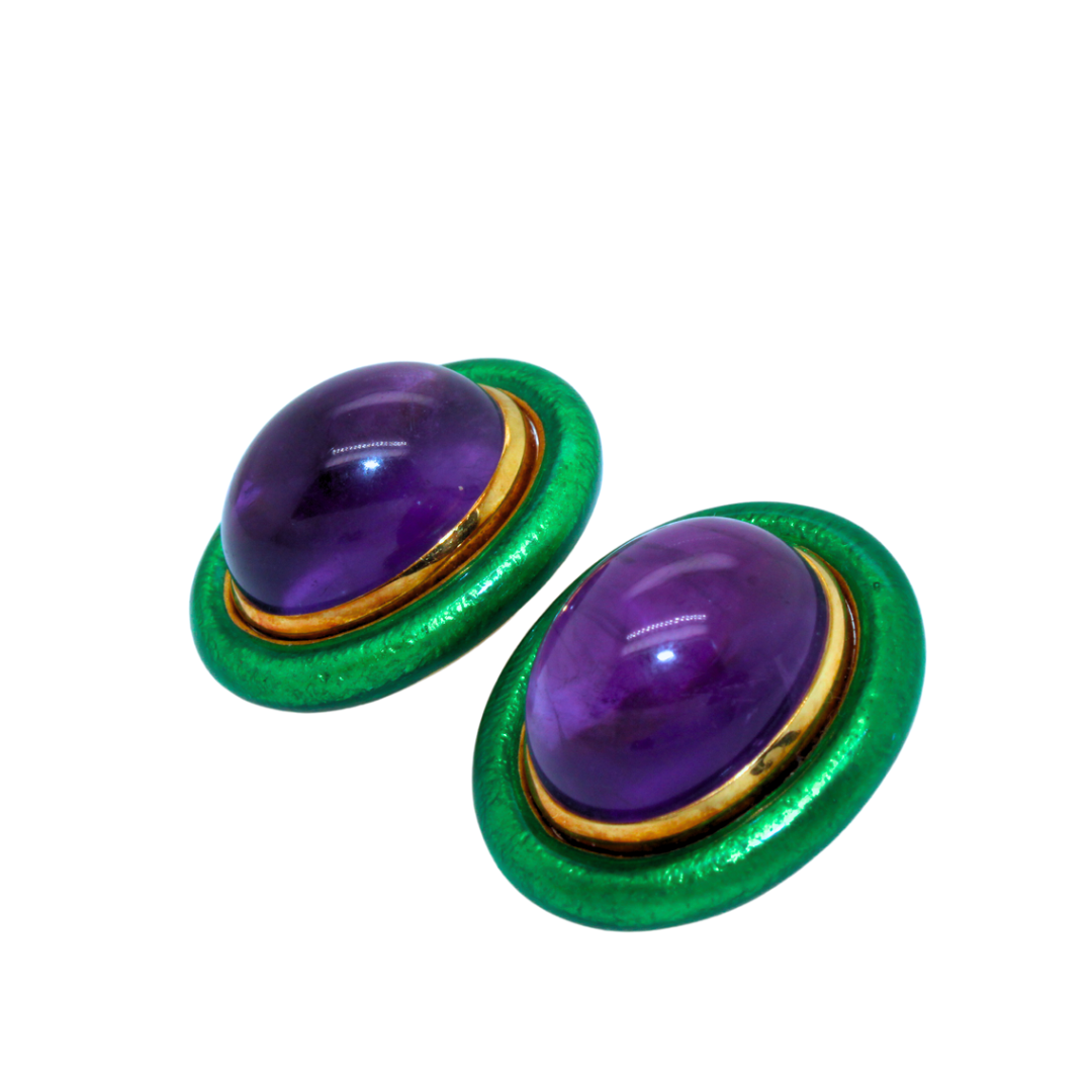 Vintage David Webb Amethyst and Green Enamel