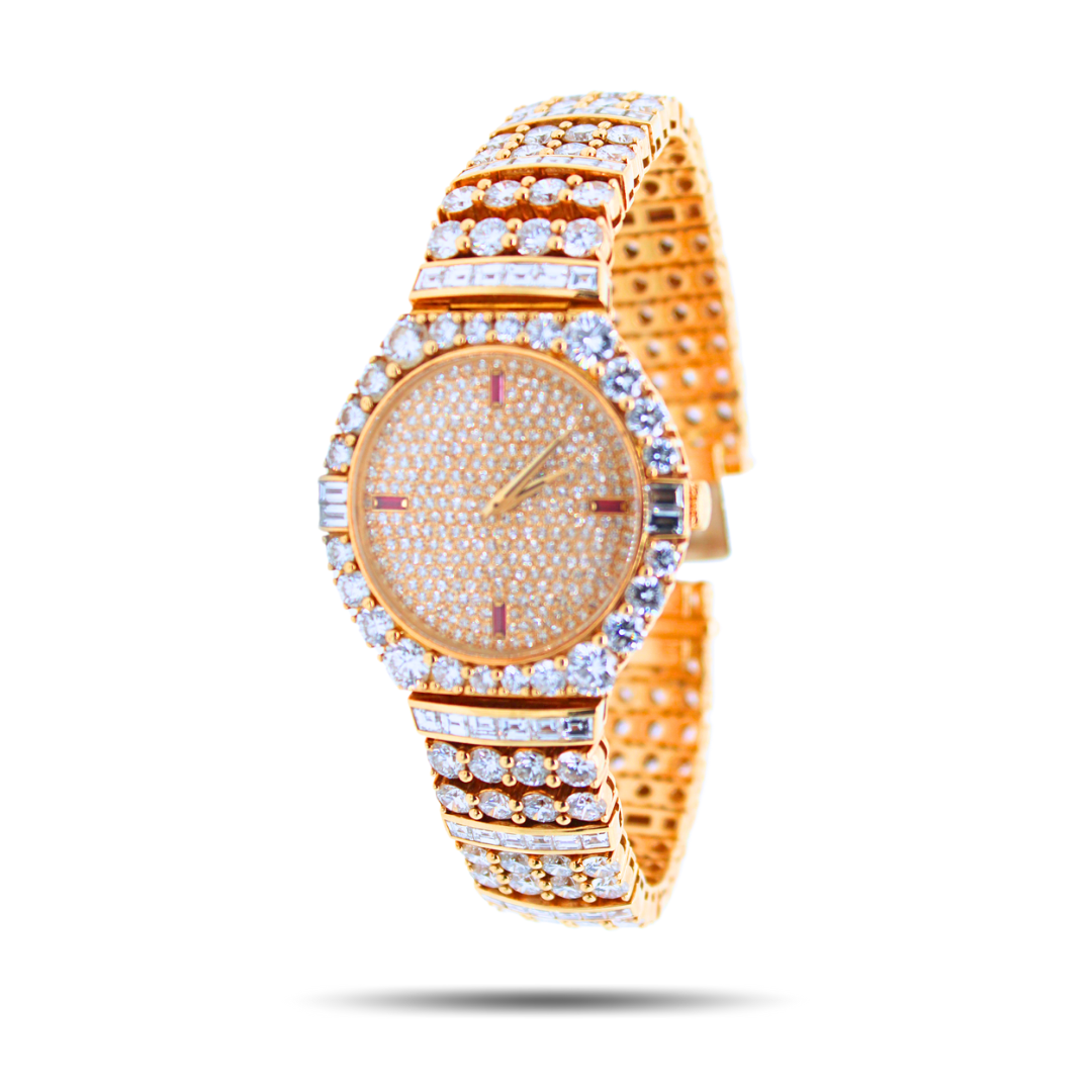 PATEK PHILIPPE 18K YELLOW GOLD DIAMOND WRISTWATCH