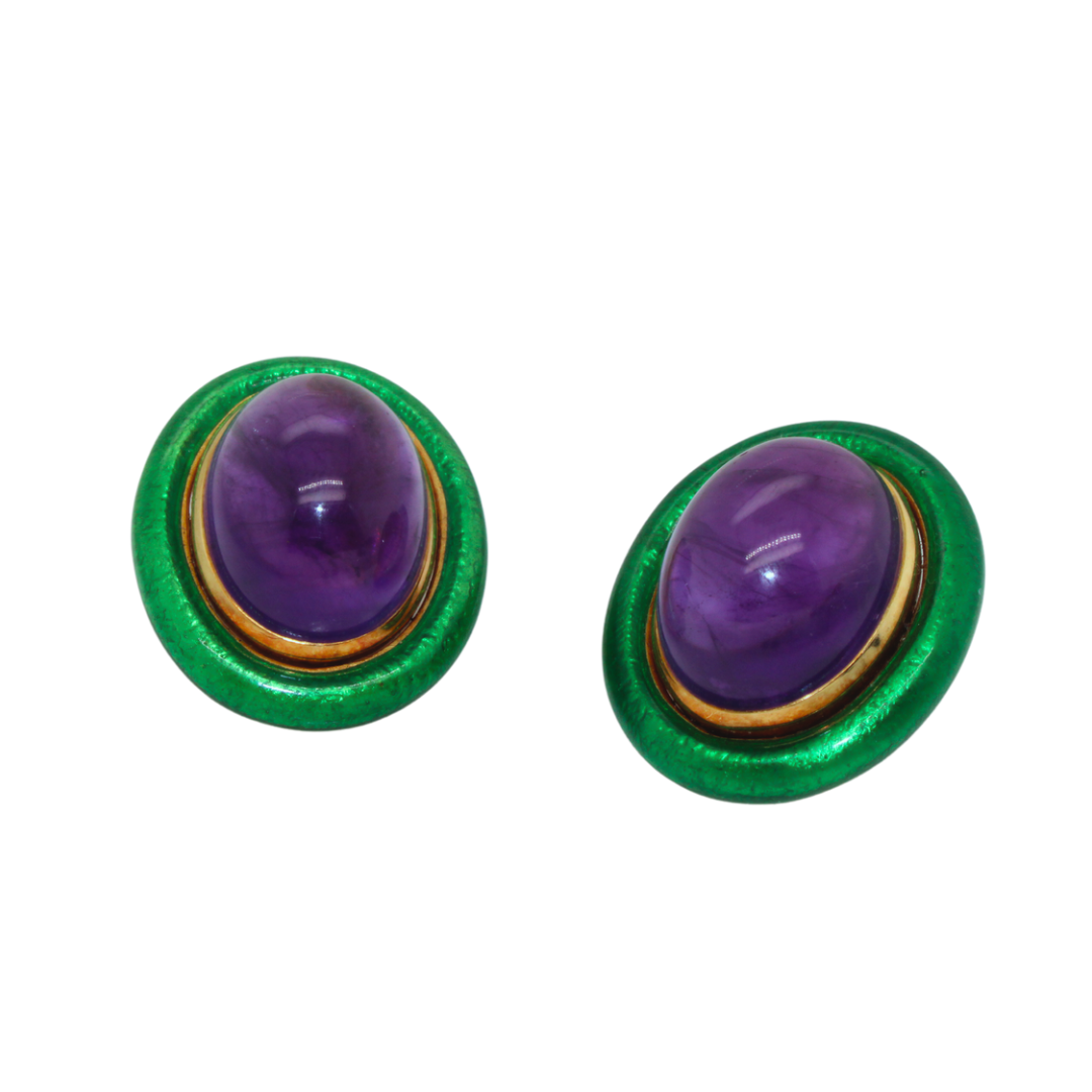 Vintage David Webb Amethyst and Green Enamel