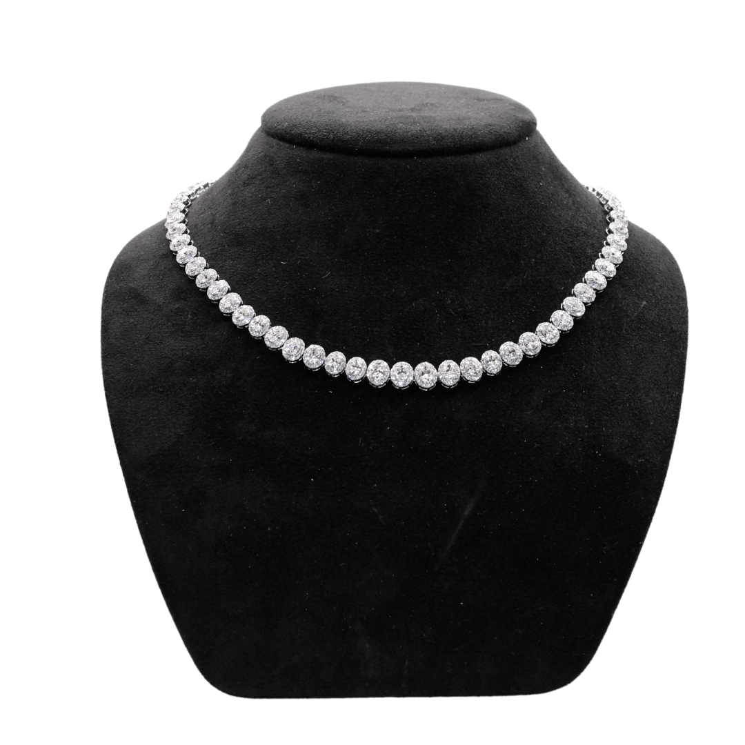 14k White Gold Tennis Necklace