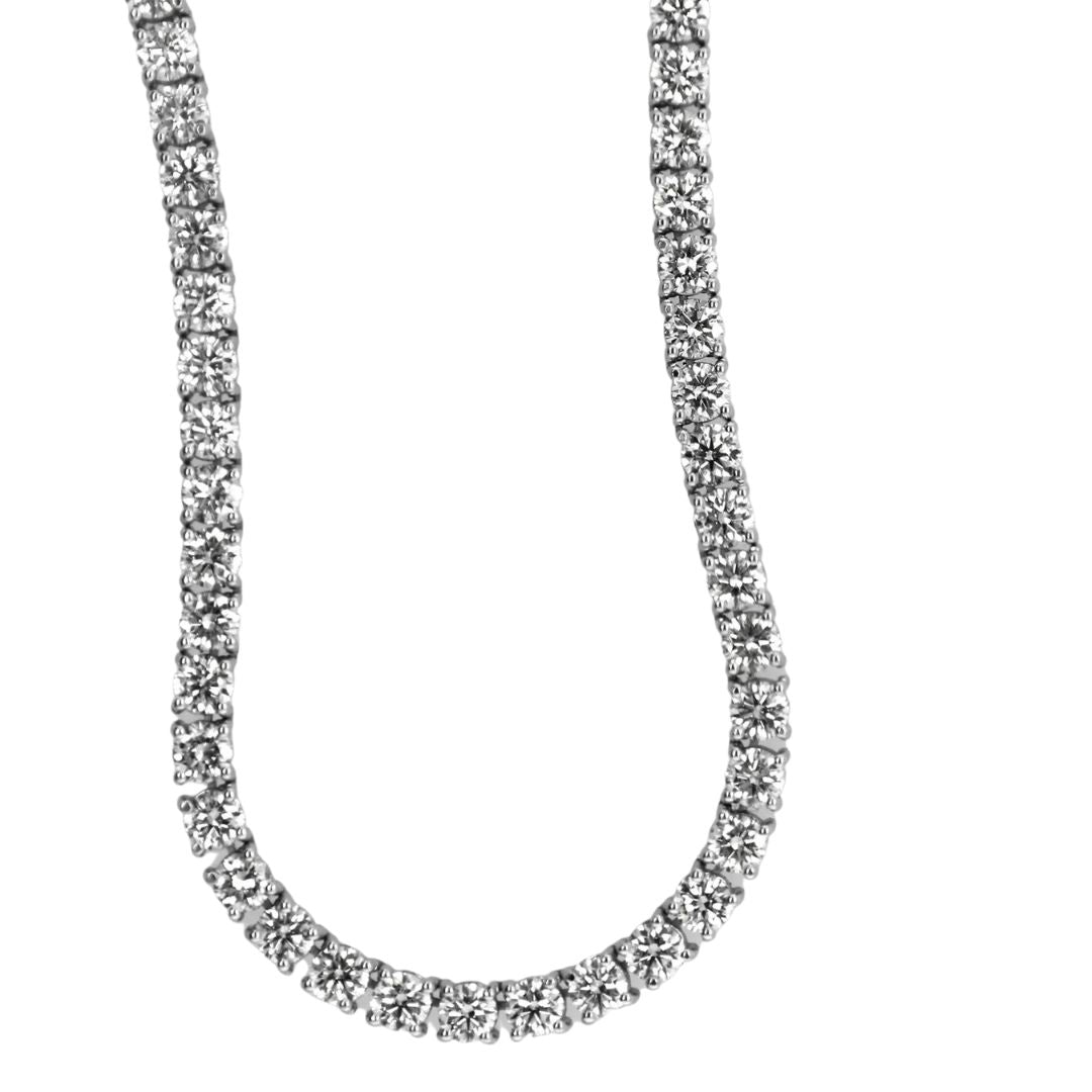 14k White Gold Diamond Tennis Necklace 20.17CTW