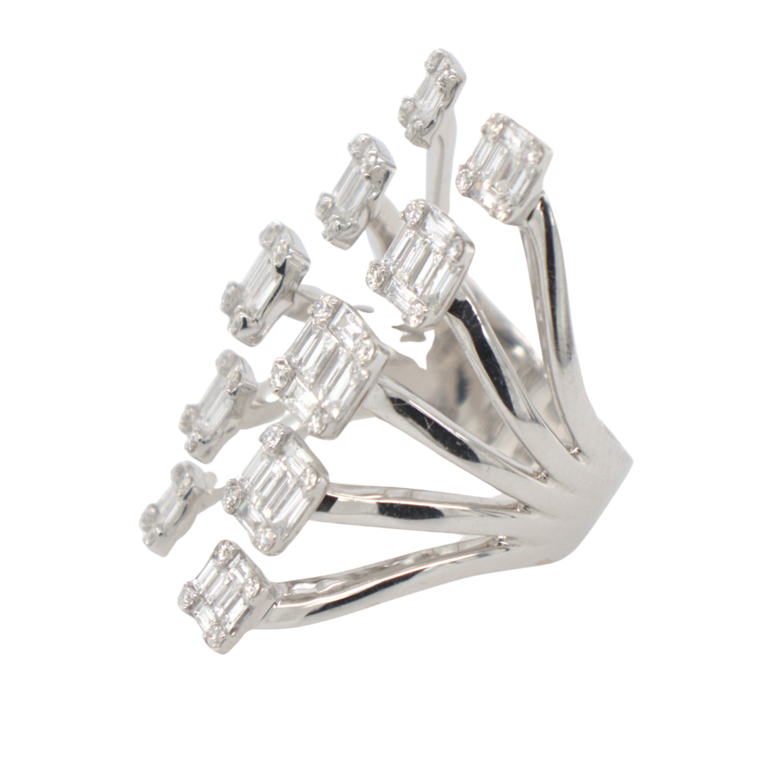 Diamond Cocktail Ring In 18K White Gold