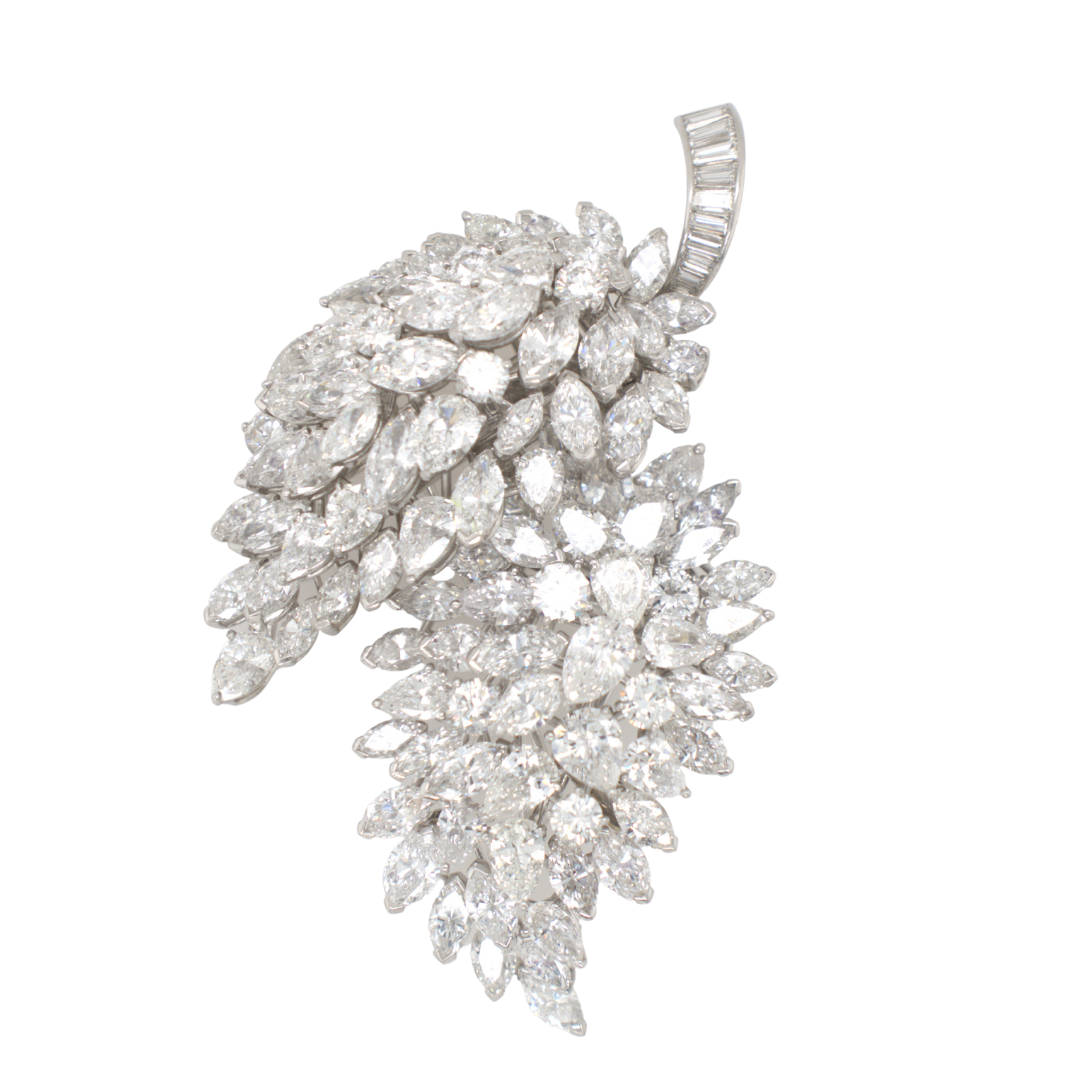 Double Pin Platinum Diamond Brooch