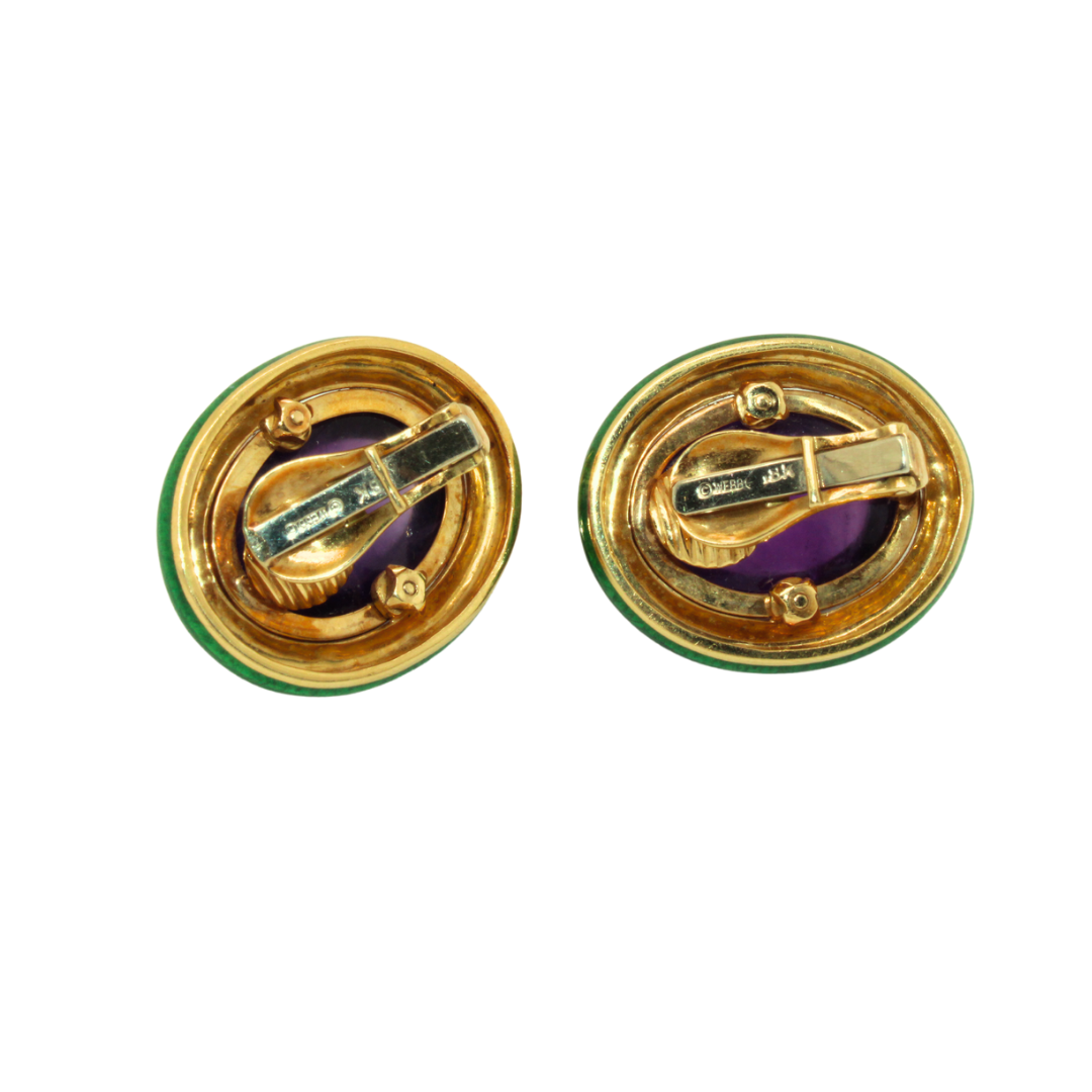 Vintage David Webb Amethyst and Green Enamel