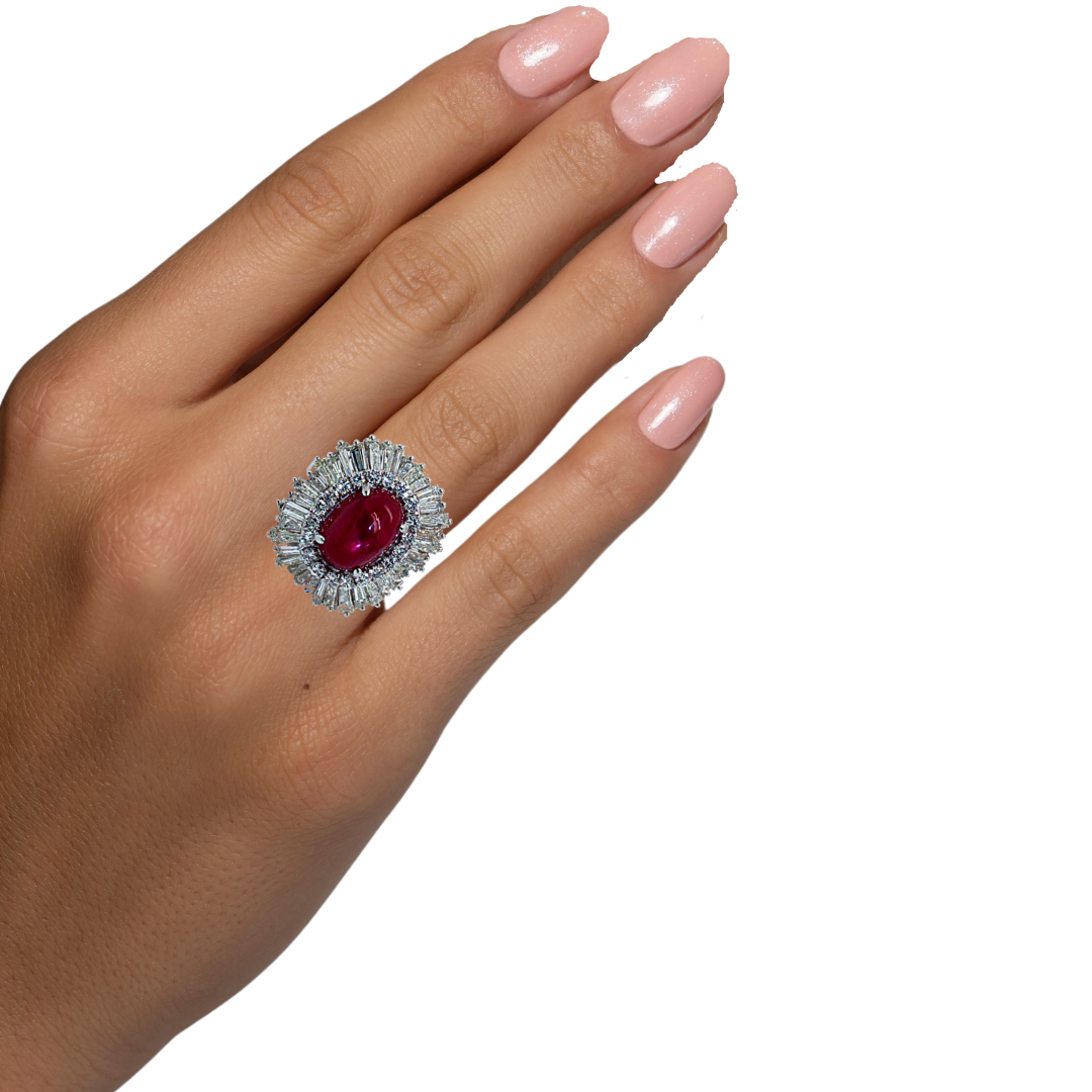Diamond Ruby Cocktail Platinum Ring