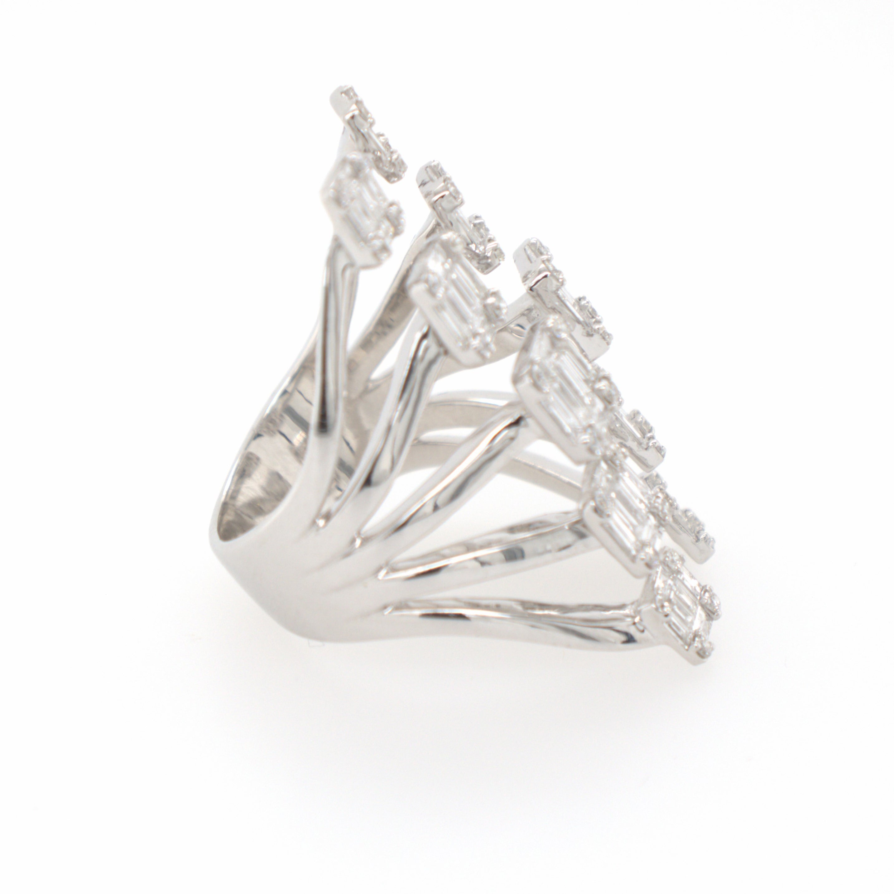 Diamond Cocktail Ring In 18K White Gold