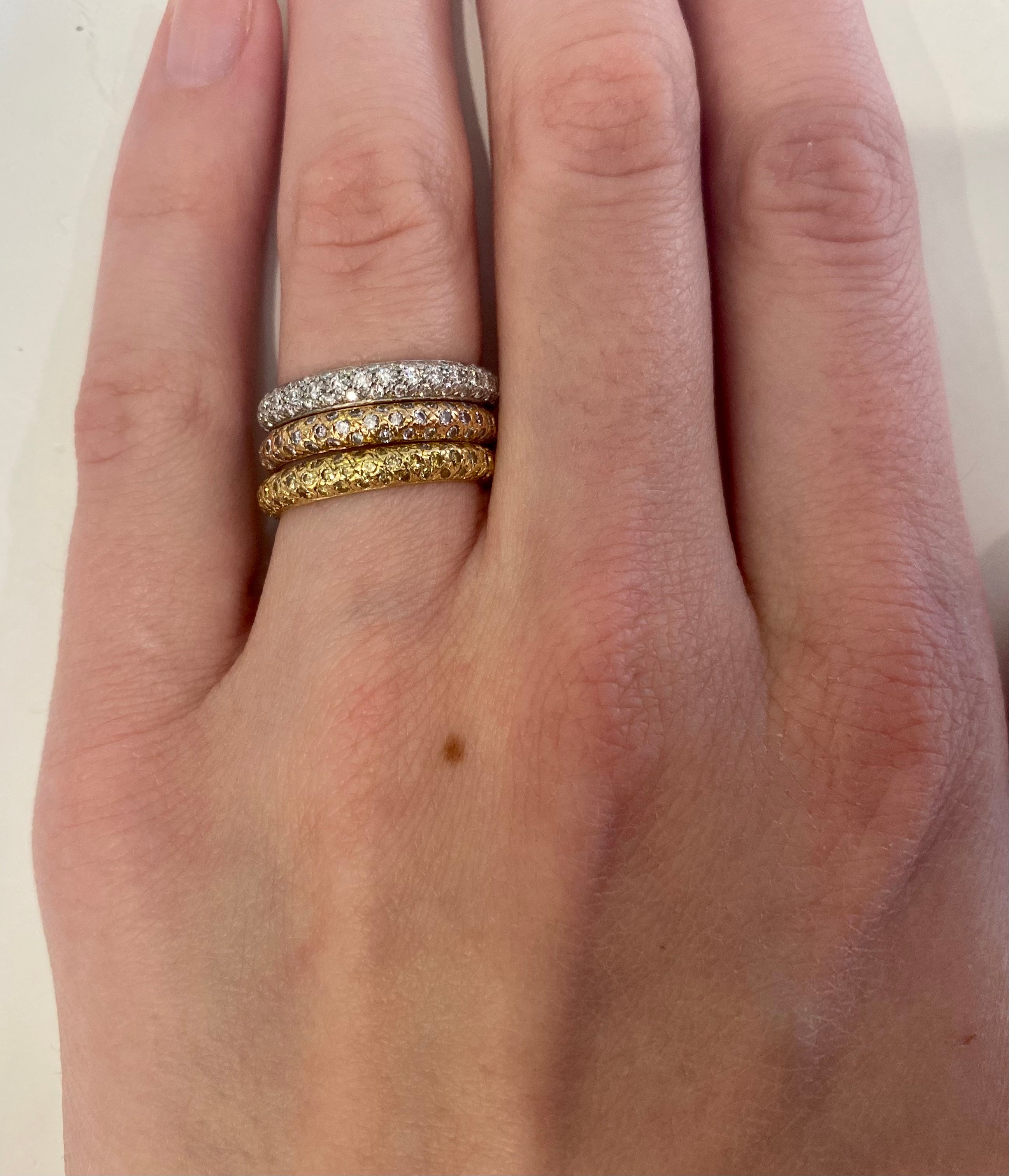 18K TRI-GOLD ETERNITY BANDS