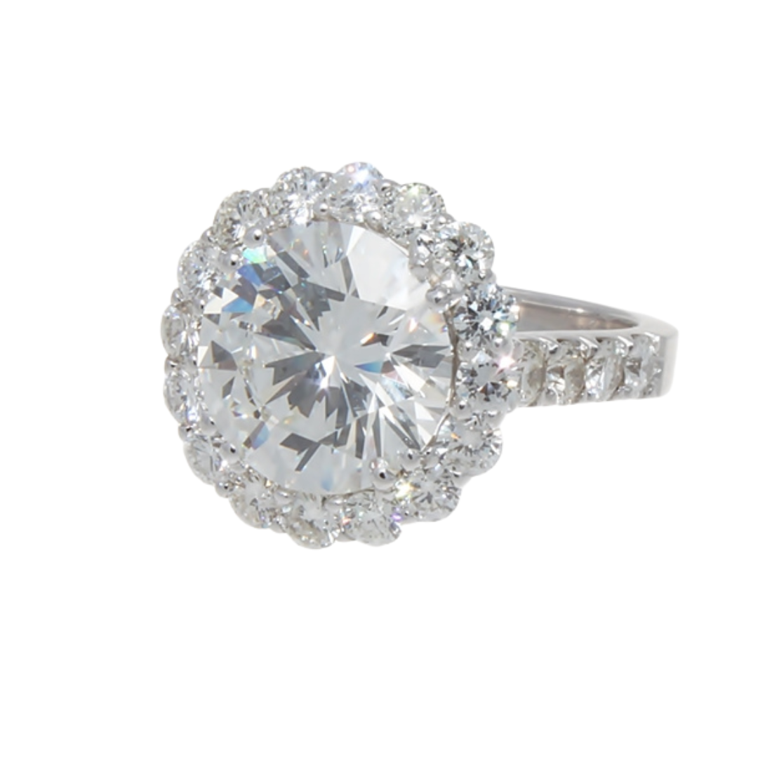 14K White Gold Round Cut 5.12 Cts. Diamond Ring