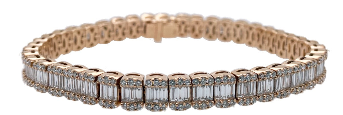 18K ROSE GOLD BAGUETTE/RBC DIAMOND TENNIS BRACELET