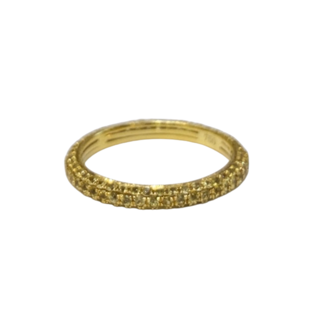 18K YELLOW GOLD, YELLOW SAPPHIRE, MICRO PAVE ETERNITY BAND