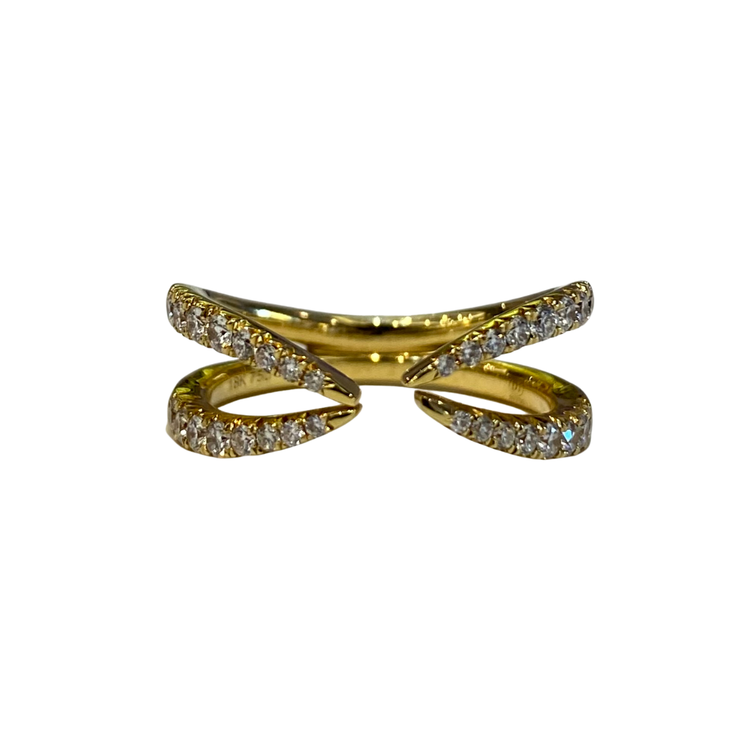 18K YELLOW GOLD DOUBLE-V RING