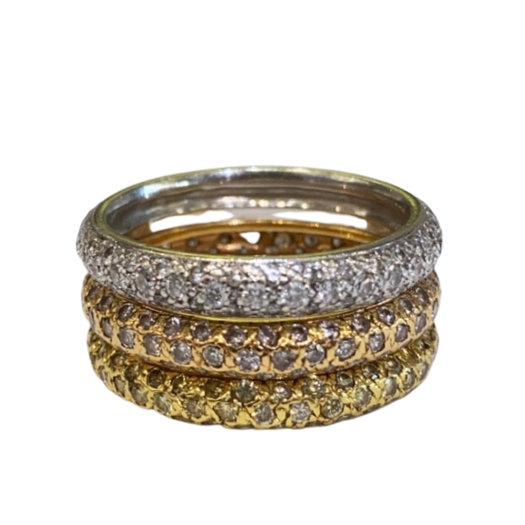 18K TRI-GOLD ETERNITY BANDS