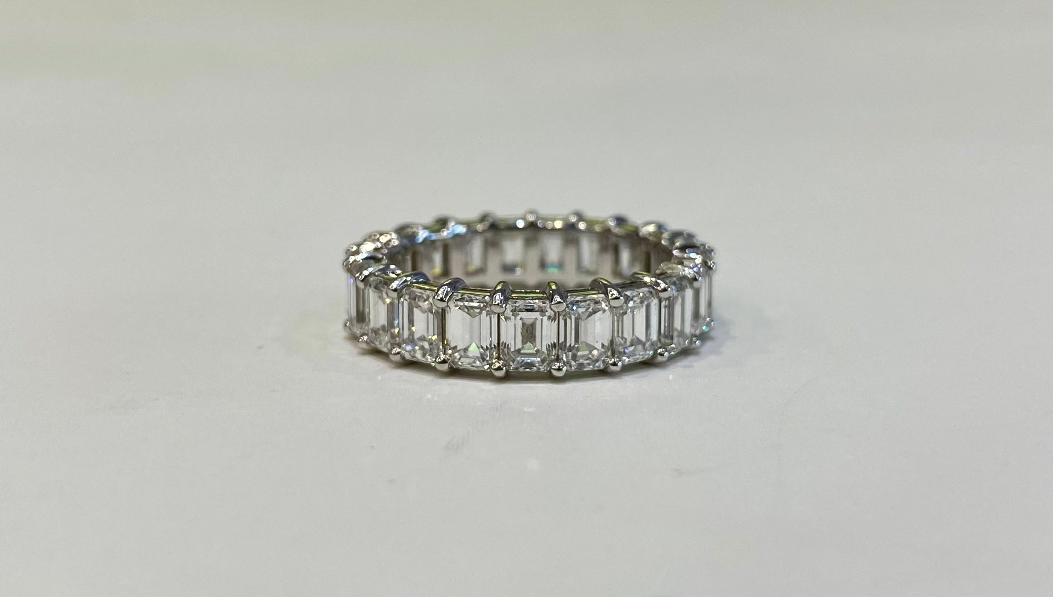 18KWG Emerald Cut Diamond Eternity Band