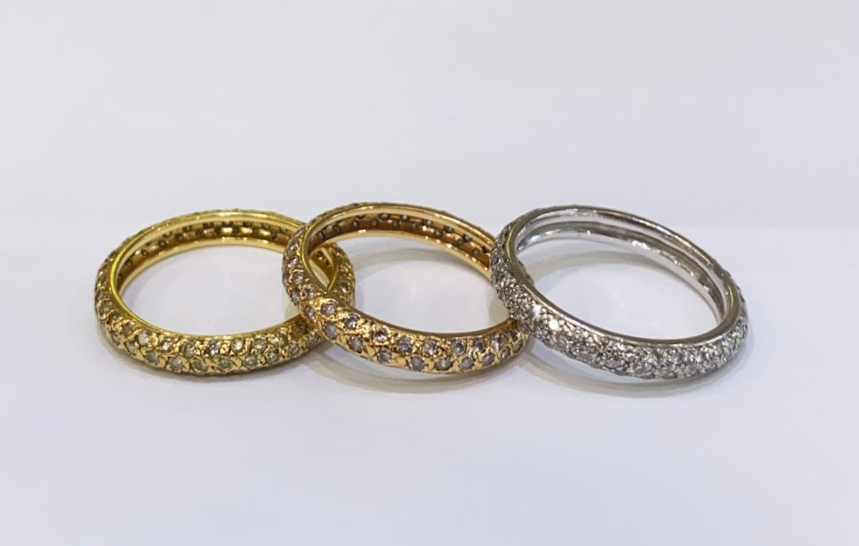 18K TRI-GOLD ETERNITY BANDS