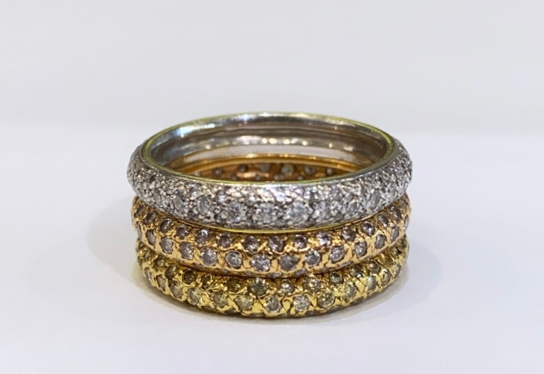 18K Tri-Color Eternity Bands