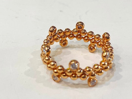 18K ROSE GOLD BEADED CROWN RING