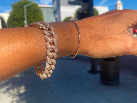 18KRG DIAMOND CUBAN LINK BRACELET