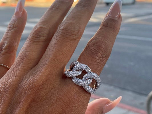 18K WHITE GOLD CUBAN LINK RING