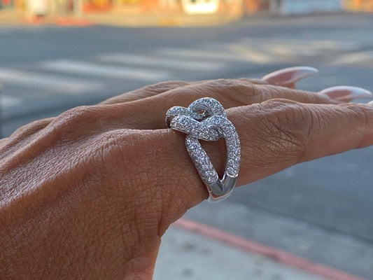 18K WHITE GOLD CUBAN LINK RING