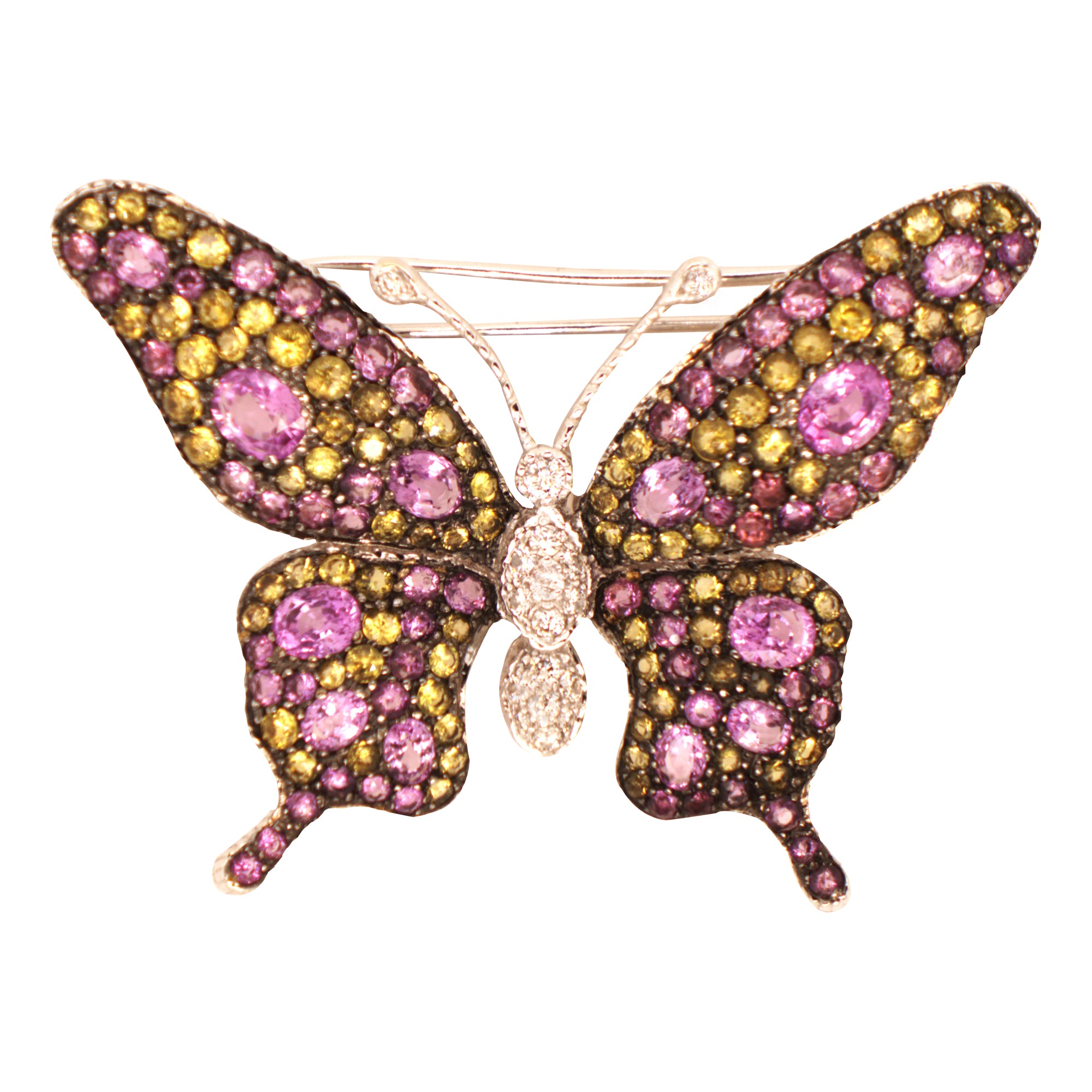 Butterfly Diamond And Pink Sapphire Brooch