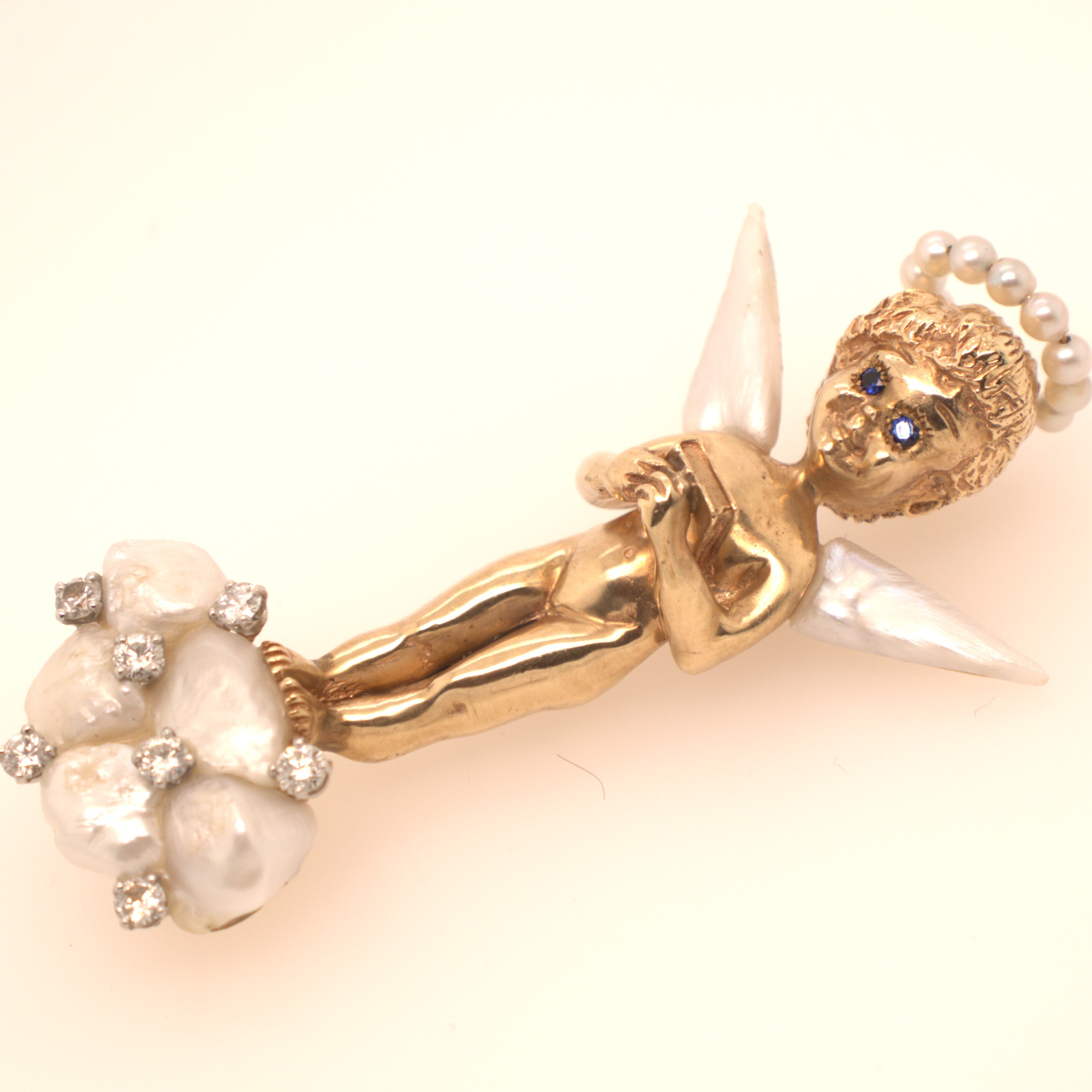 Ruser Angel Diamond And Pearl Brooch