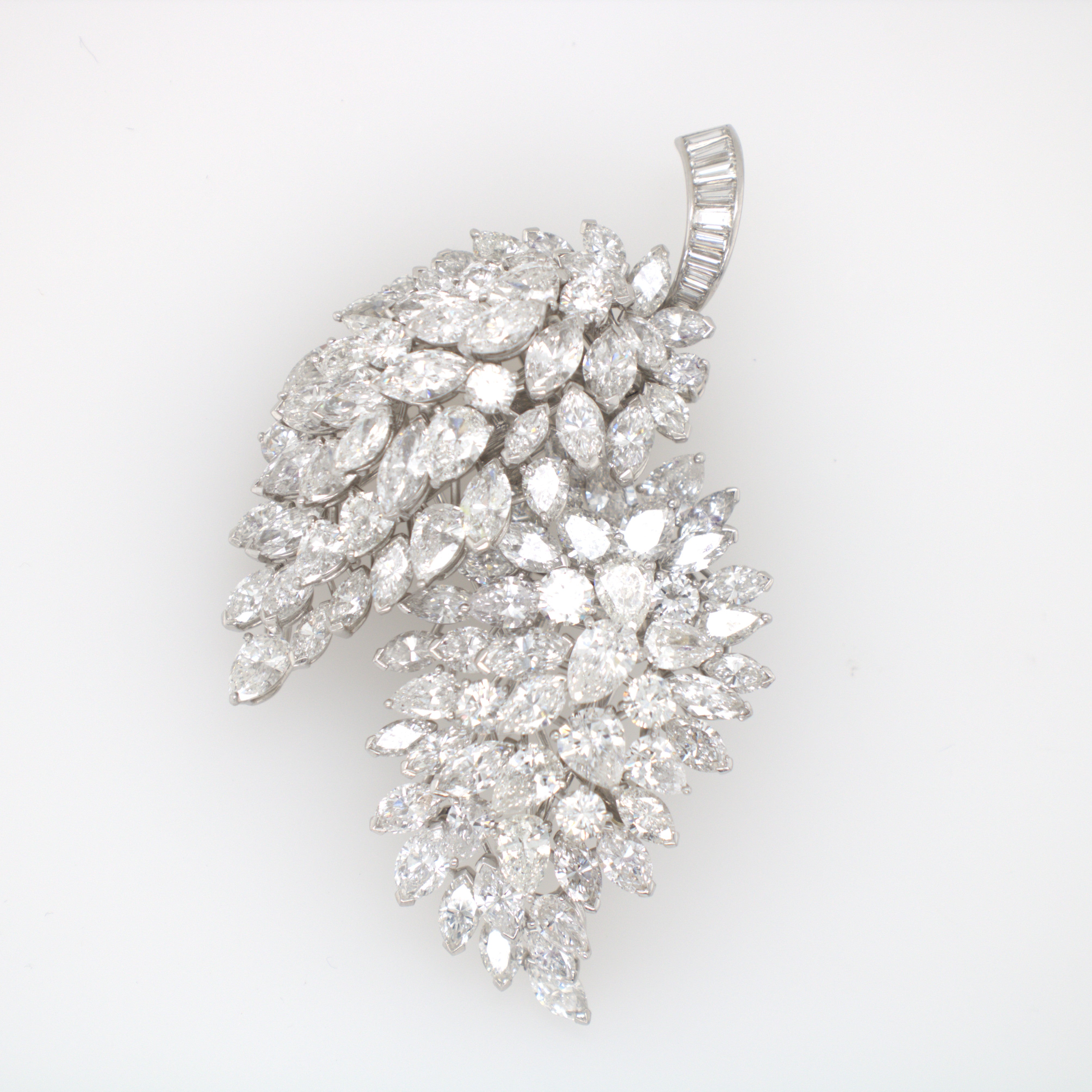 Double Pin Platinum Diamond Brooch