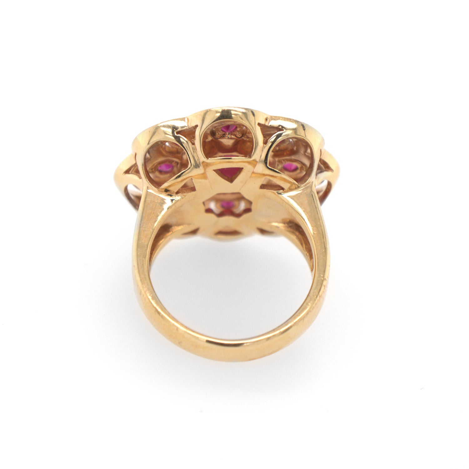 12.18CTW Ruby Diamond Cocktail Ring In 18K Rose Gold