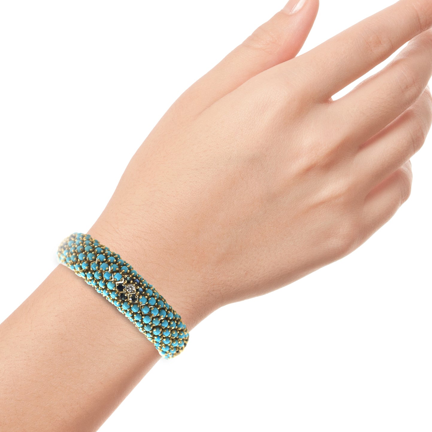 Sapphire Torquiose Bangle In 18K Yellow Gold