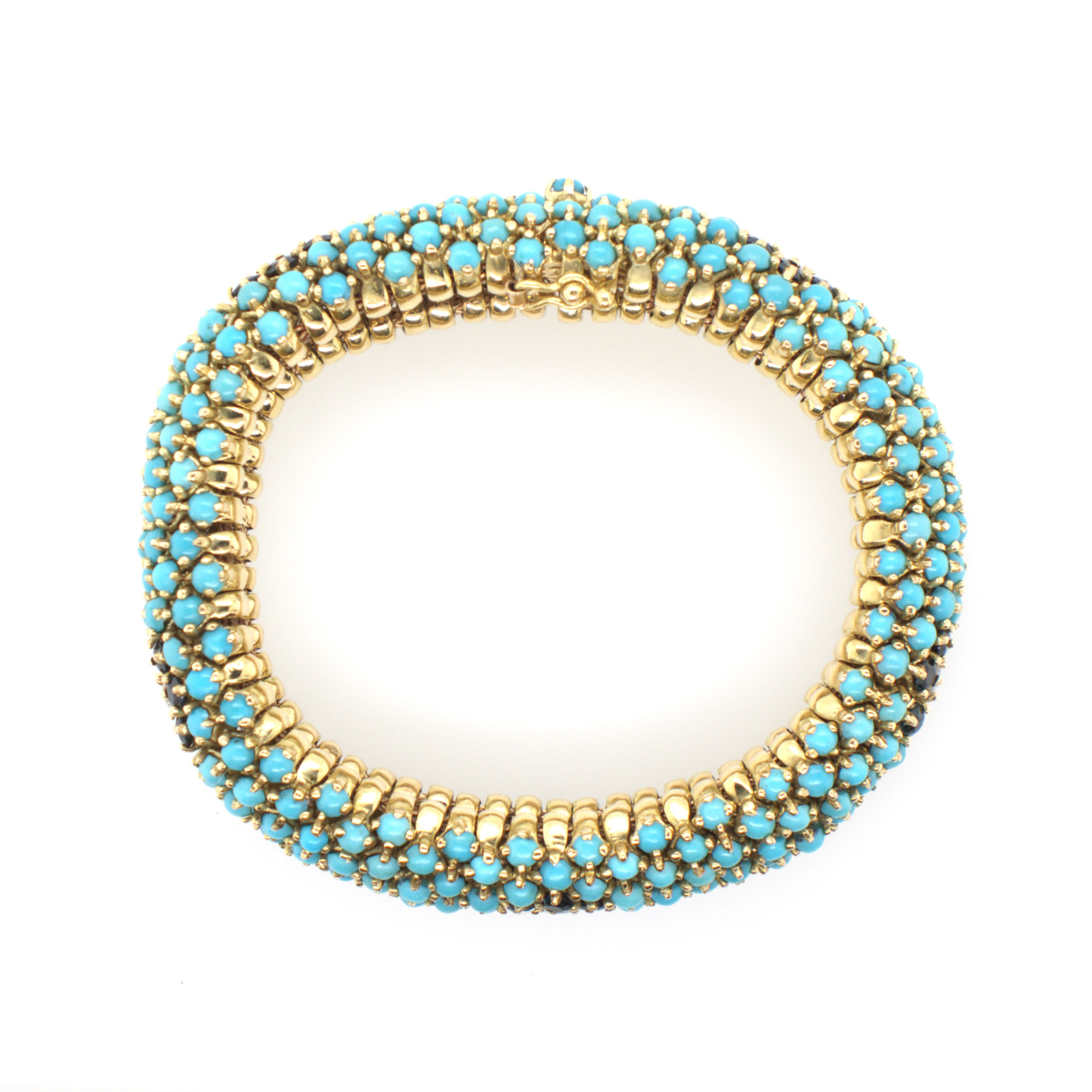 Sapphire Torquiose Bangle In 18K Yellow Gold