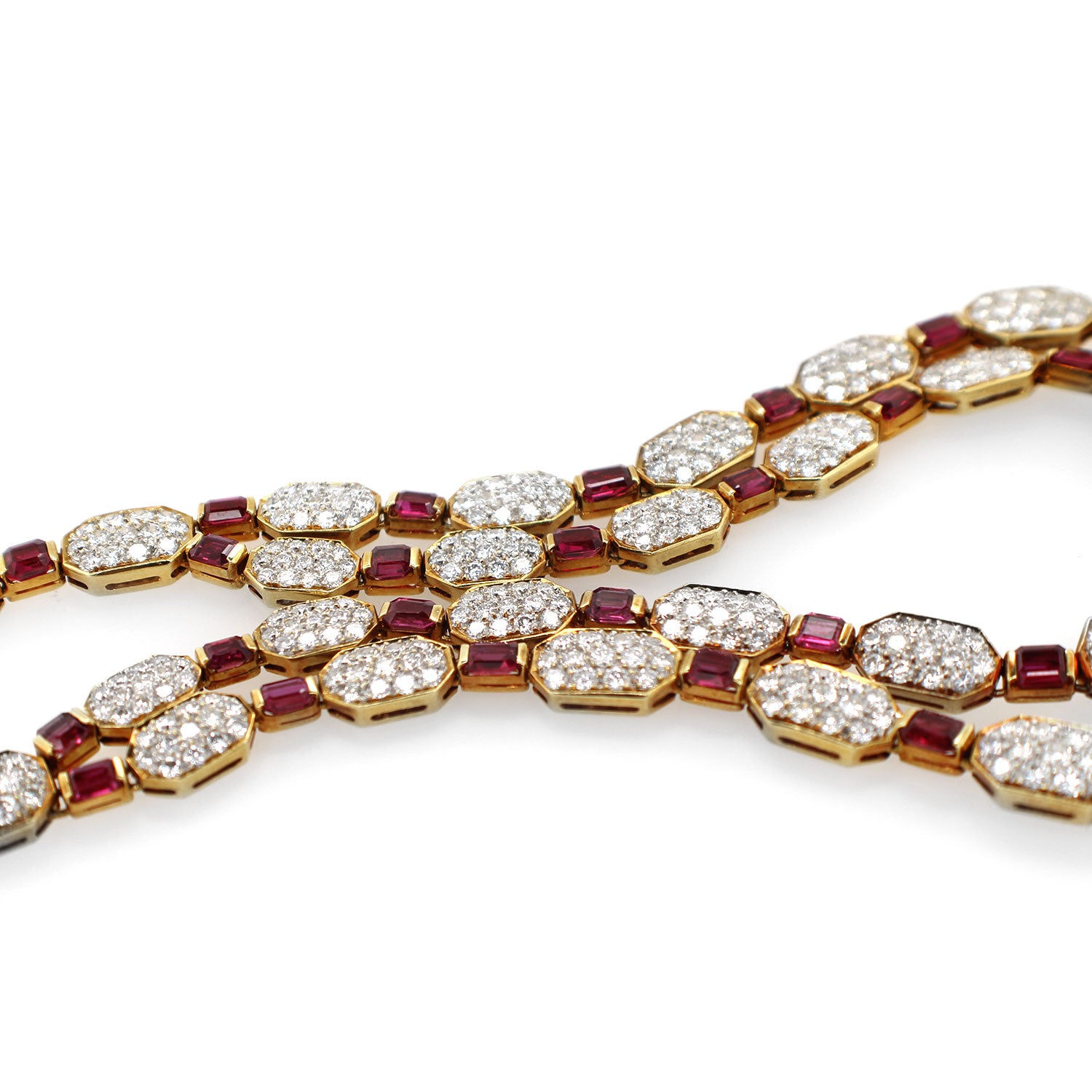 Double Strand Ruby Diamond Necklace