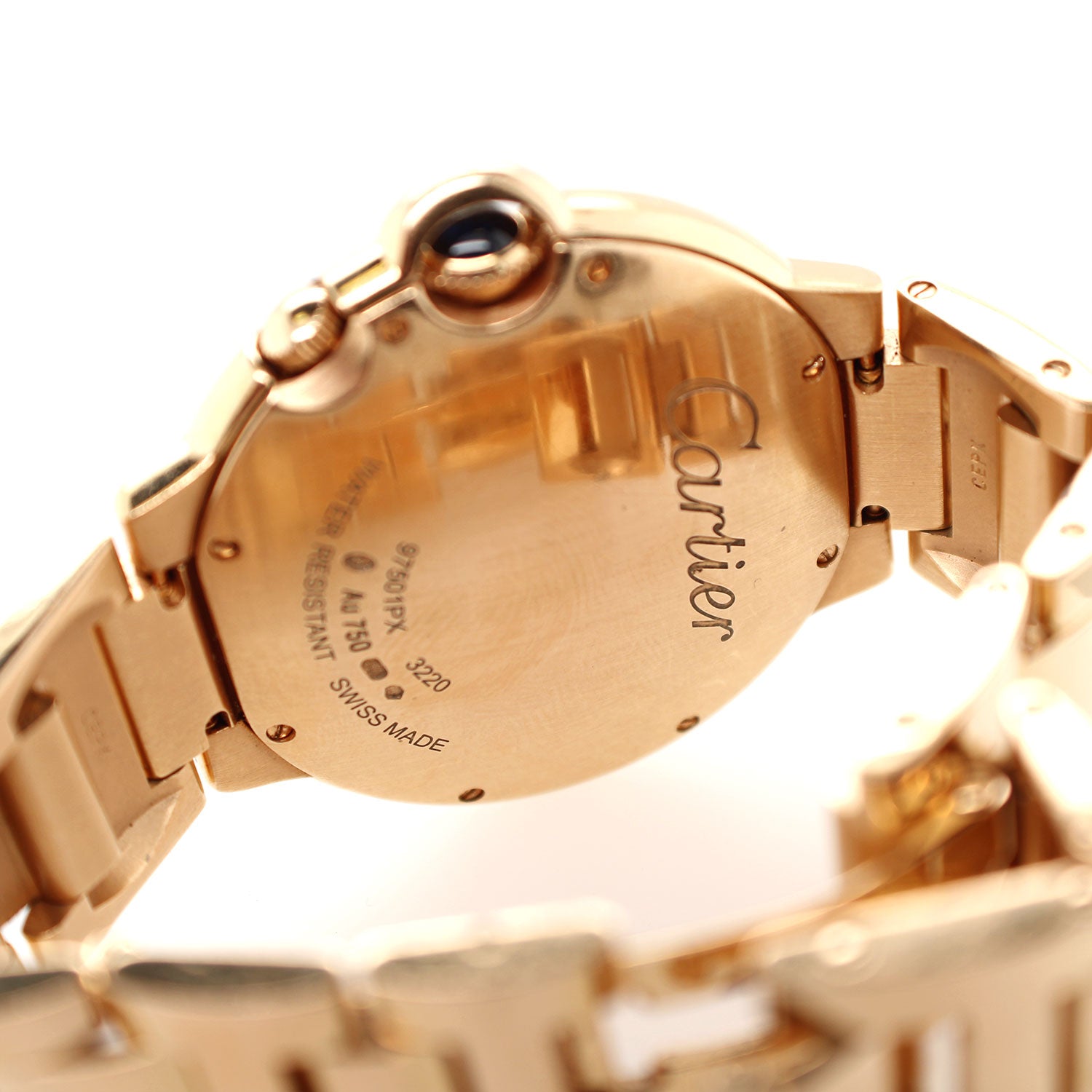 Cartier Ballon Bleu 18K Rose Gold MOP Dial 38 MM Watch 3220 Factory Diamonds