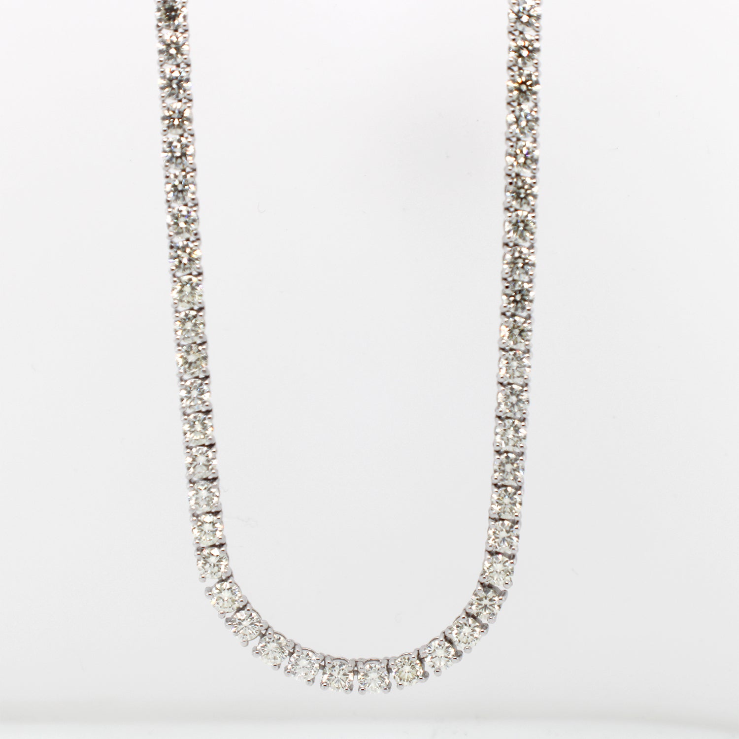 14k White Gold Diamond Tennis Necklace 20.17CTW