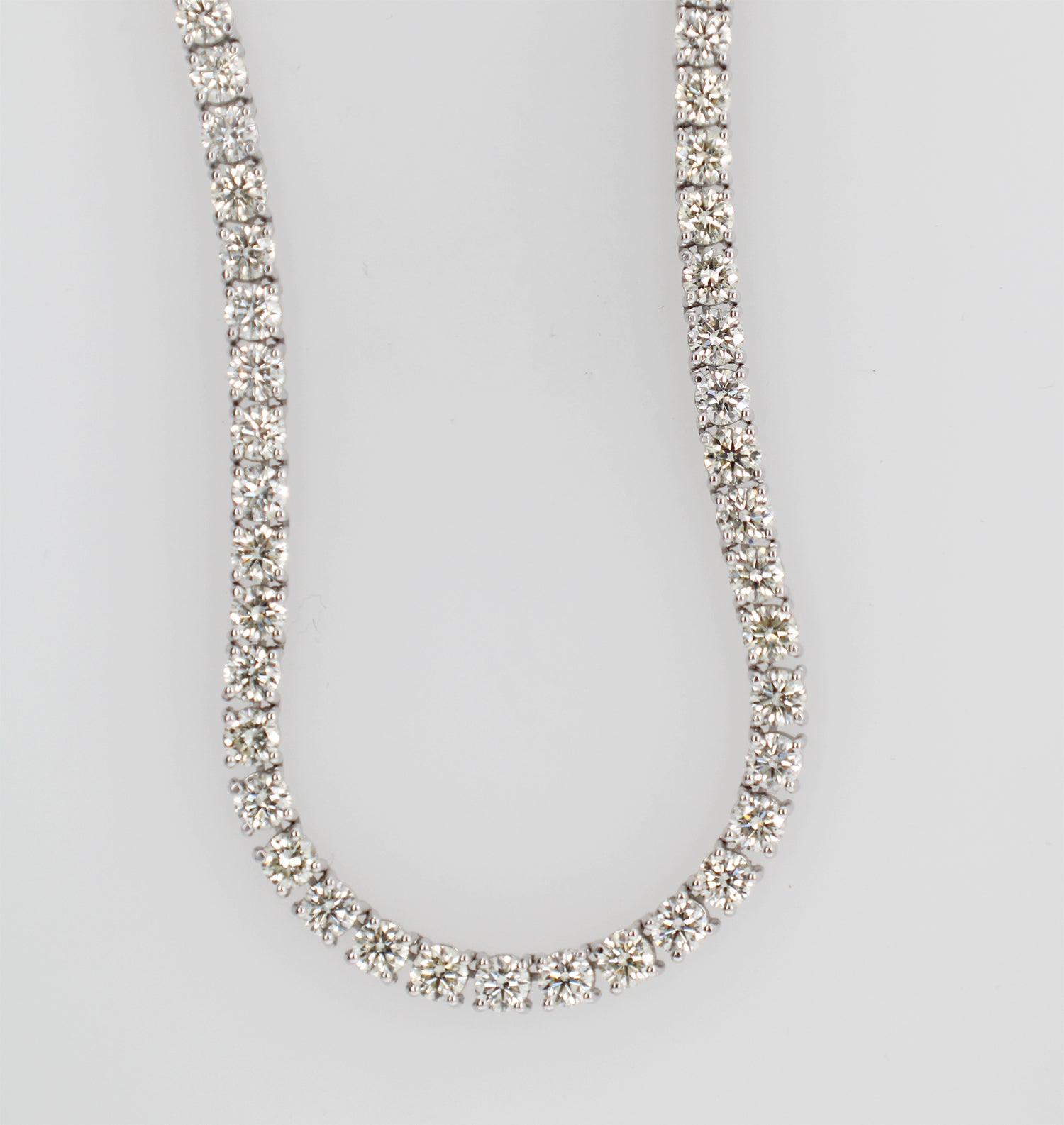 14k White Gold Diamond Tennis Necklace 20.17CTW