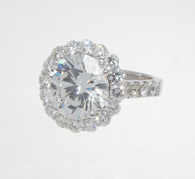 14K White Gold Round Cut 5.12 Cts. Diamond Ring