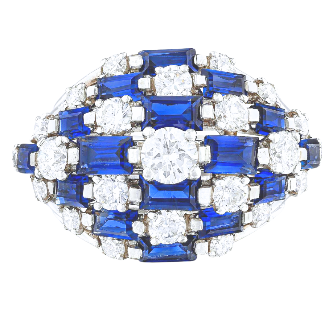 Oscar Heyman Platinum Diamond and Sapphire Dome Ring 3.70CTW