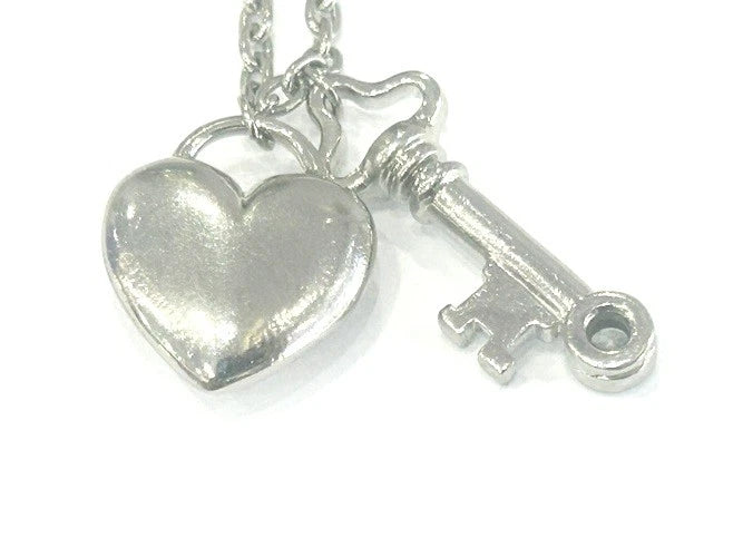Tiffany & Co. Padlock & Key Platinum Necklace Diamond Heart Pendant