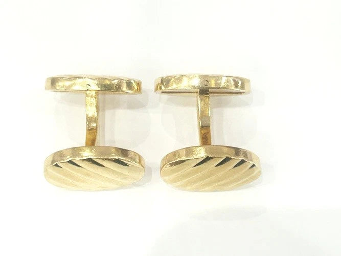 Tiffany & Company Oval Ridged 14K Yellow Gold Cufflinks 24.57 Grams