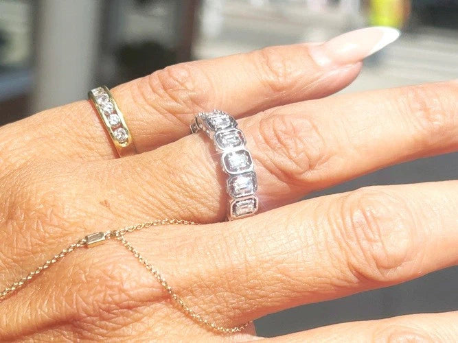 18K White Gold Emerald Cut Eternity Band 1.79 Carats