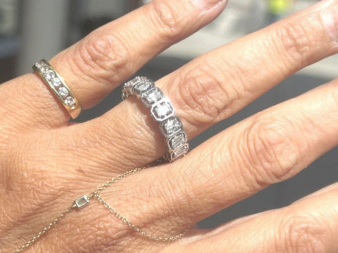 18K White Gold Emerald Cut Eternity Band 1.79 Carats