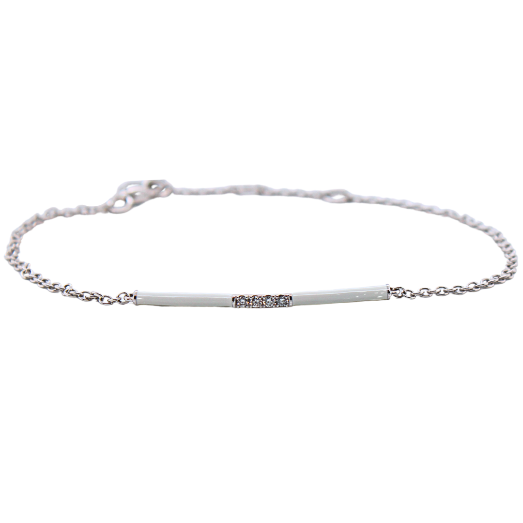 18k White Gold, Yellow Gold Enamel Diamond Bracelet