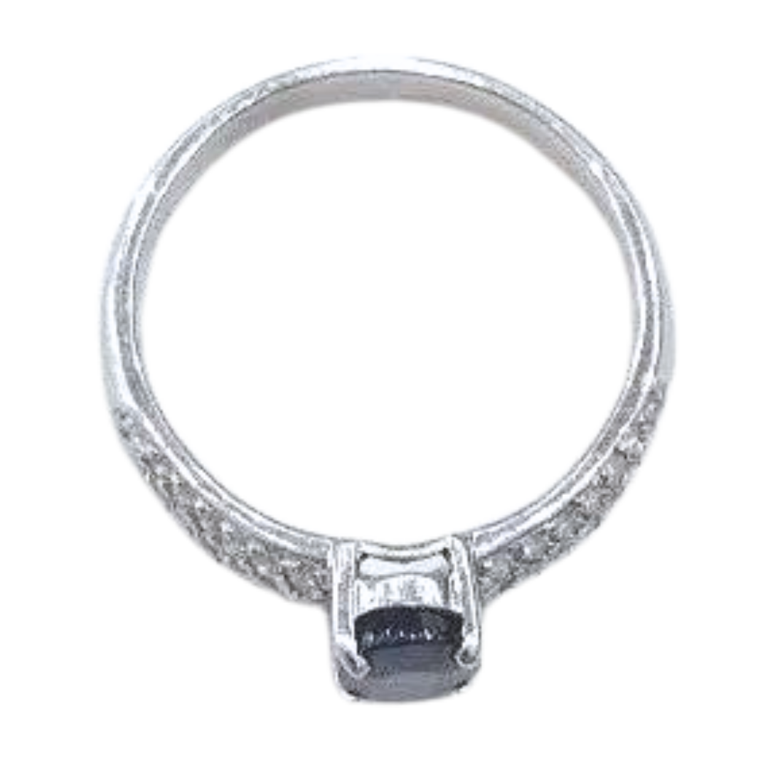 4K White Gold, Sapphire & Diamond Ring 1.50CTW