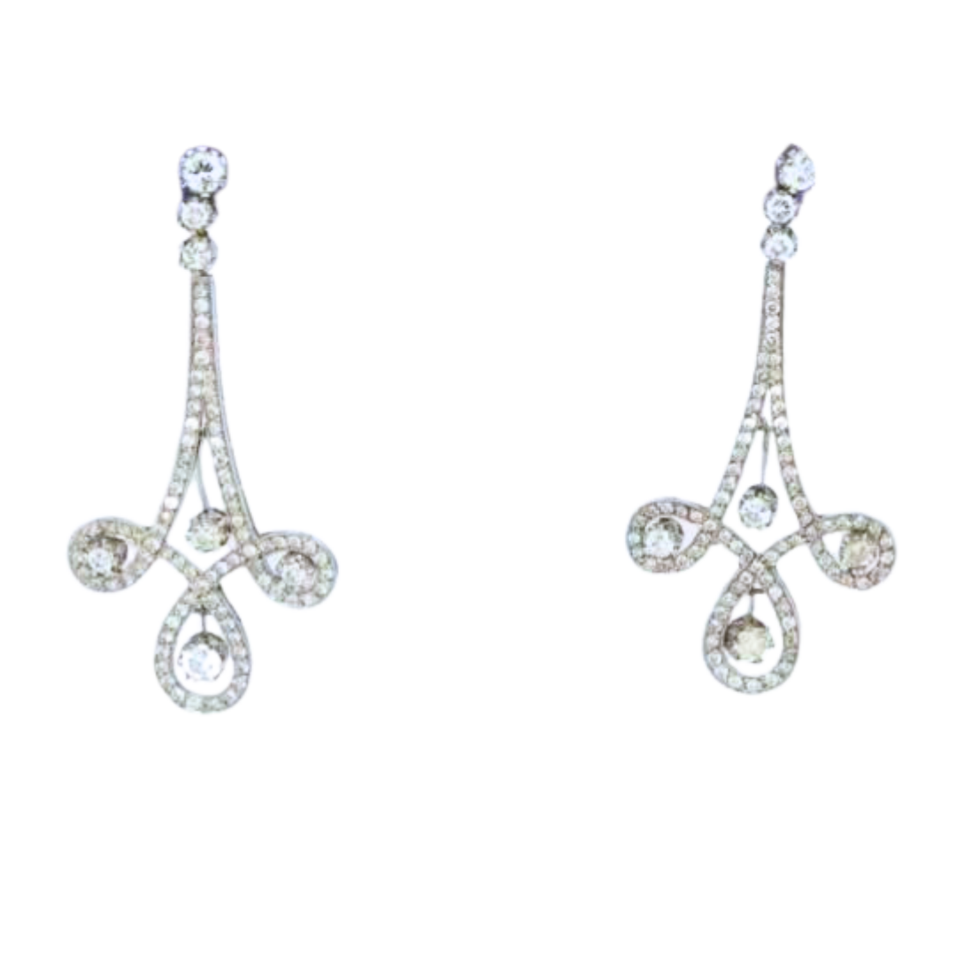 Well Made Estate 2.50 ctw. Diamond Drop Earrings Solid 18k White Gold 8.4 gram