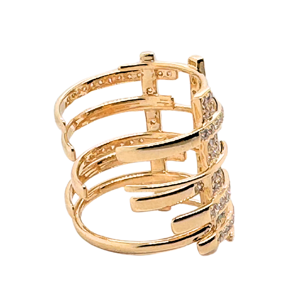 14k Yellow Gold Multi Row Ring 1.08CTS