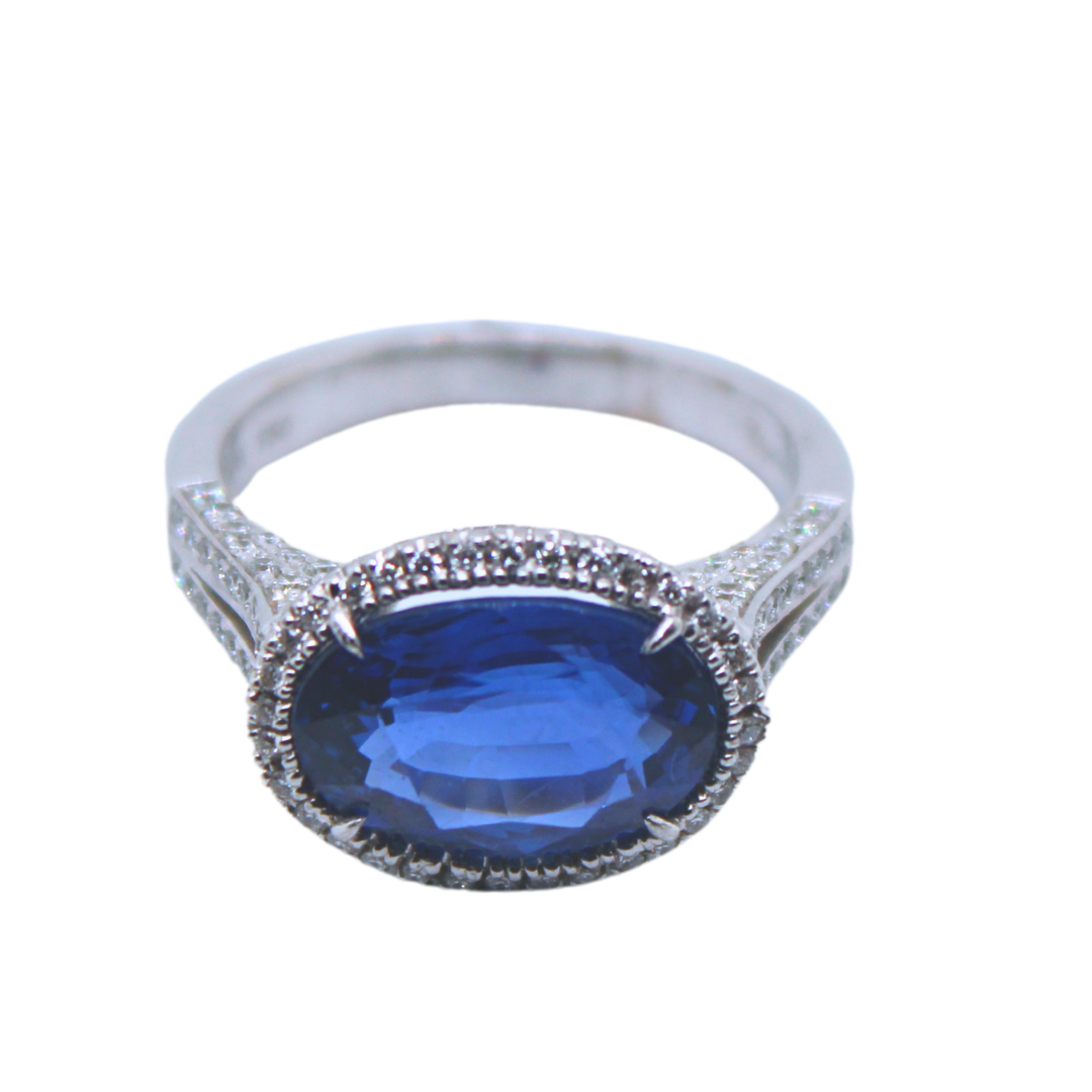 Elizabeth Taylor Collection 18k White Gold Blue Sapphire Ring 5.94CTW