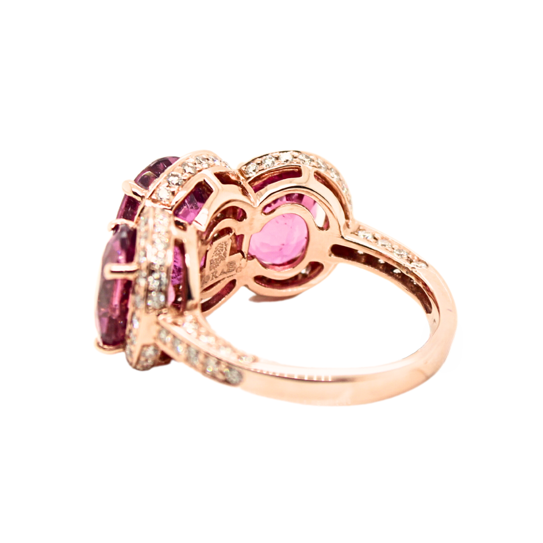 Pink Sapphire Diamond Three Stone Ring