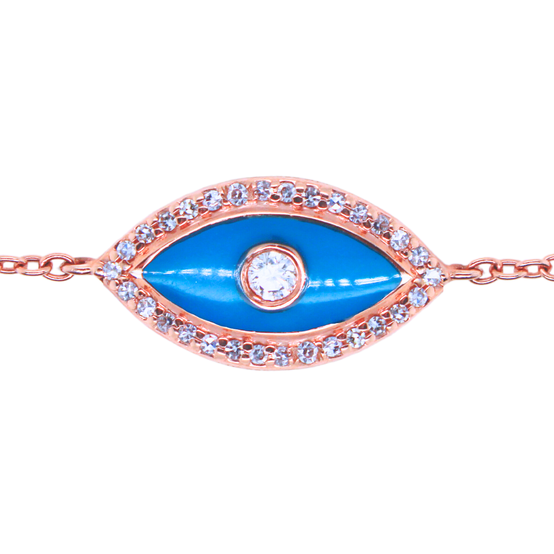 14k Rose Gold Evil Eye Diamond Bracelet