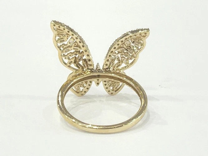 14K Yellow Gold Diamond Butterfly Ring 0.61 Carats
